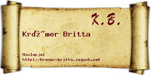 Krámer Britta névjegykártya